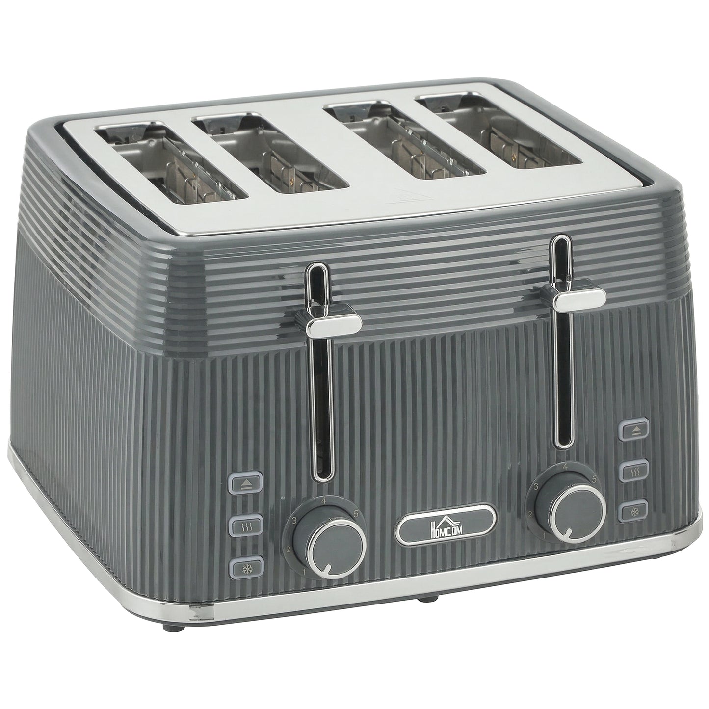 Photo of HOMCOM 4 Slice Toaster with 7 Browning Levels, Bread Toaster with Removable Crumb Tray, Grey in Grey colour on a white background