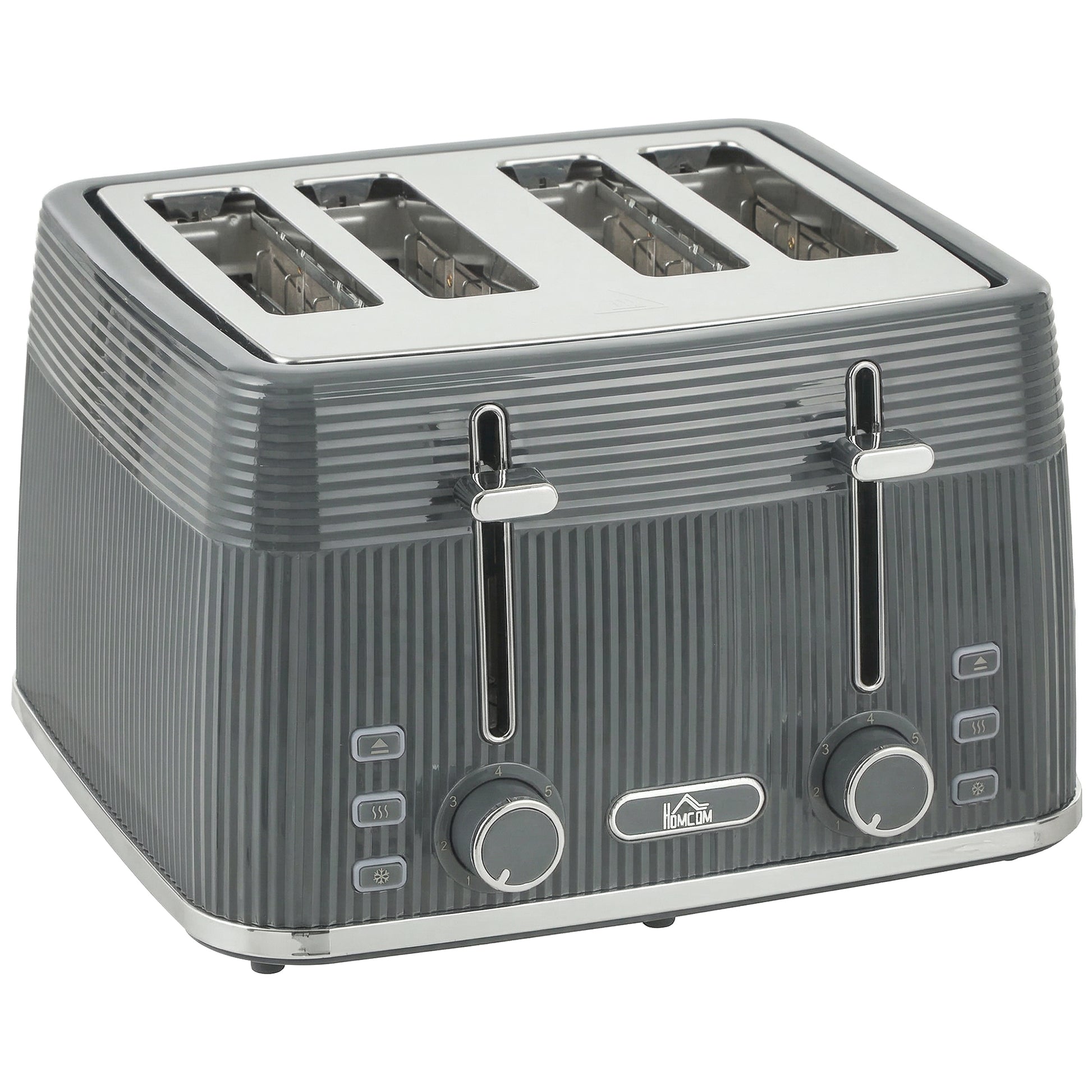Photo of HOMCOM 4 Slice Toaster with 7 Browning Levels, Bread Toaster with Removable Crumb Tray, Grey in Grey colour on a white background