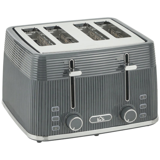 Photo of HOMCOM 4 Slice Toaster with 7 Browning Levels, Bread Toaster with Removable Crumb Tray, Grey in Grey colour on a white background