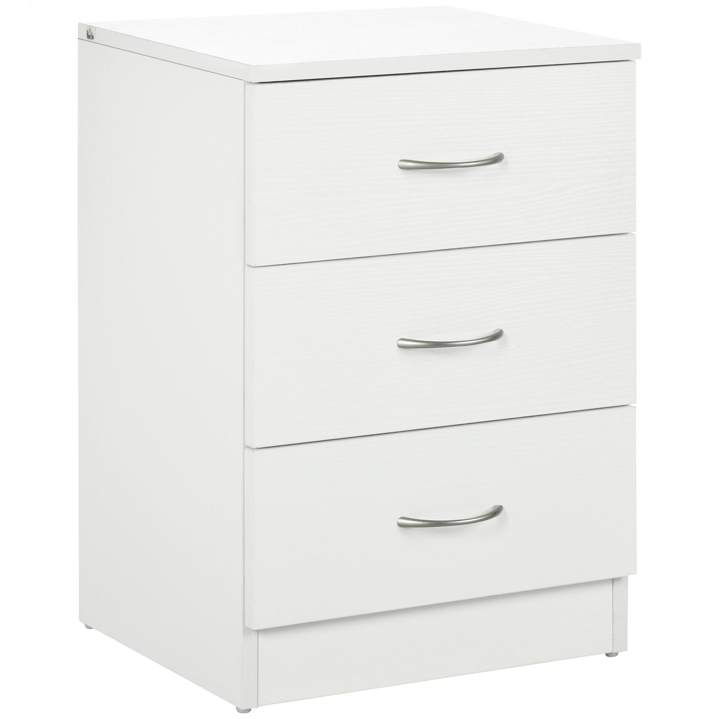 Photo of HOMCOM Three-Drawer Simple Bedside Table - White in White colour on a white background