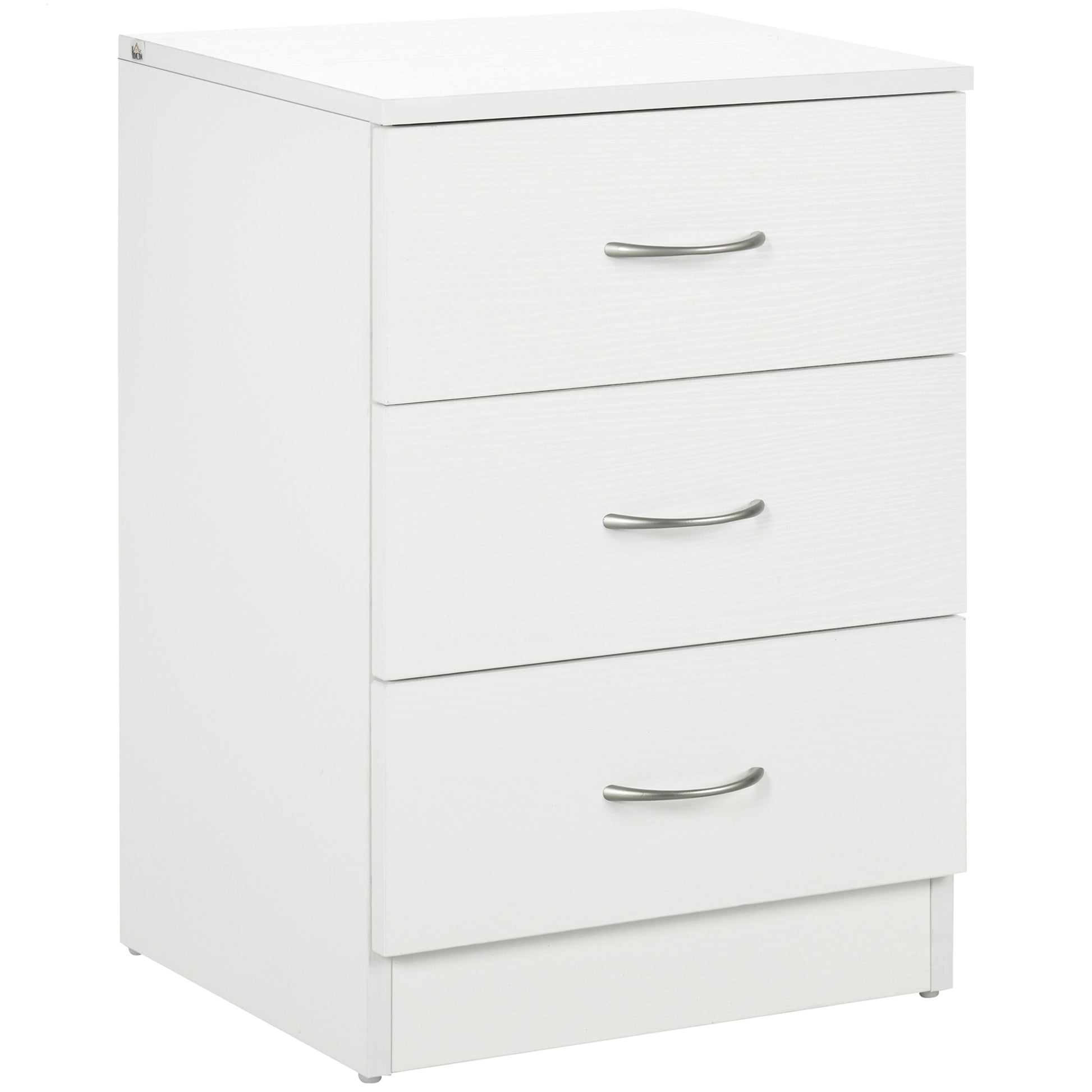 Photo of HOMCOM Three-Drawer Simple Bedside Table - White in White colour on a white background