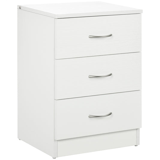 Photo of HOMCOM Three-Drawer Simple Bedside Table - White in White colour on a white background