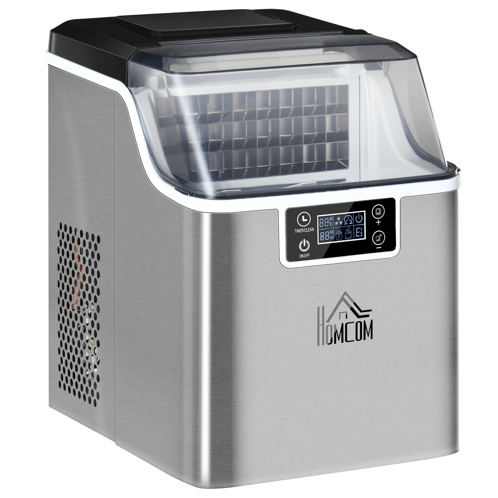 Photo of HOMCOM 3.2L Compact Ice Machine, with LCD Screen and Accessories - Silver-Tone in Silver-Tone colour on a white background