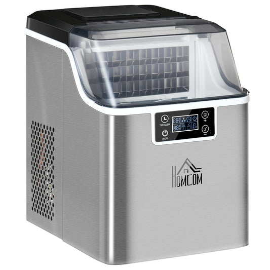 Photo of HOMCOM 3.2L Compact Ice Machine, with LCD Screen and Accessories - Silver-Tone in Silver-Tone colour on a white background