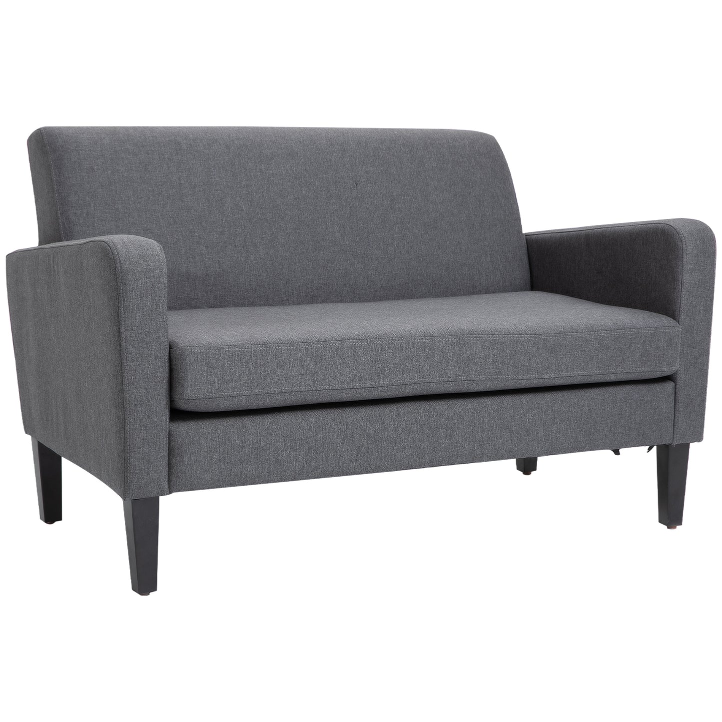 Photo of HOMCOM Linen Modern-Curved 2-Seat Sofa Loveseat w/ Thick Cushion Wood Legs Foot Pads Single Compact Home Furniture Grey in Grey colour on a white background