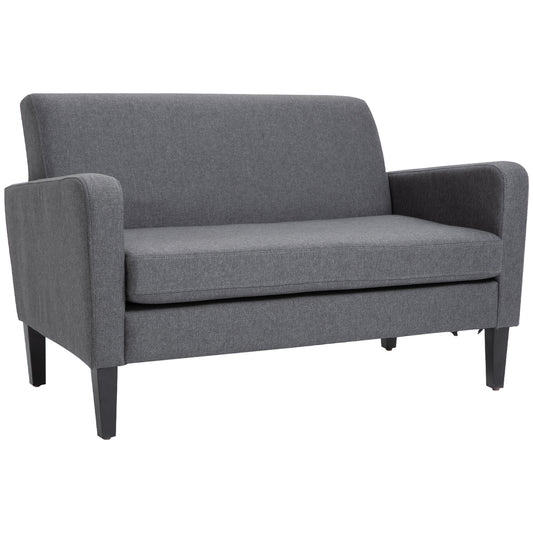 Photo of HOMCOM Linen Modern-Curved 2-Seat Sofa Loveseat w/ Thick Cushion Wood Legs Foot Pads Single Compact Home Furniture Grey in Grey colour on a white background