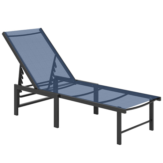 Photo of Outsunny Reclining Sun Lounger - Dark Blue in Blue colour on a white background