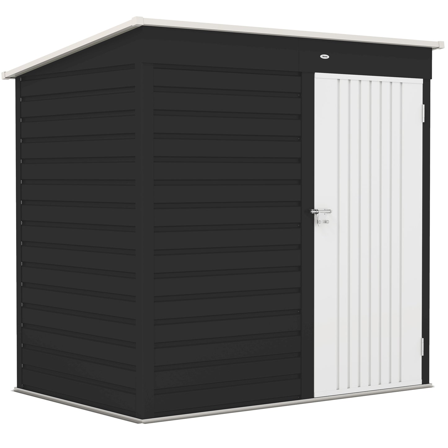 Photo of Outsunny 6 x 4ft Metal Garden Storage Shed, Outdoor Tool Storage Shed with Lockable Door and Gloves for Garden, Patio, Dark Grey in Grey colour on a white background