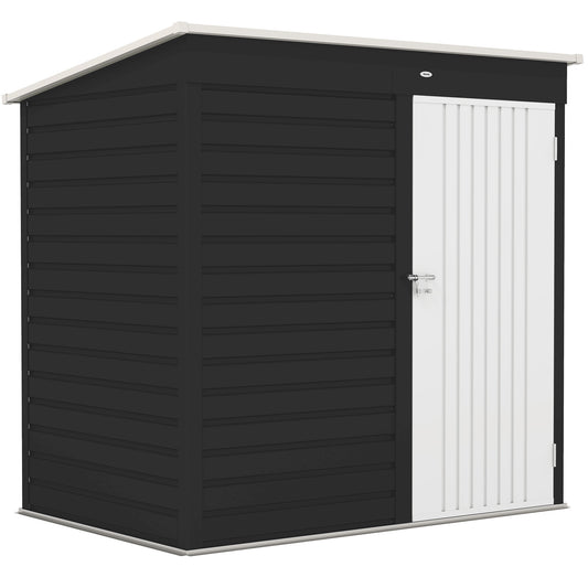 Photo of Outsunny 6 x 4ft Metal Garden Storage Shed, Outdoor Tool Storage Shed with Lockable Door and Gloves for Garden, Patio, Dark Grey in Grey colour on a white background
