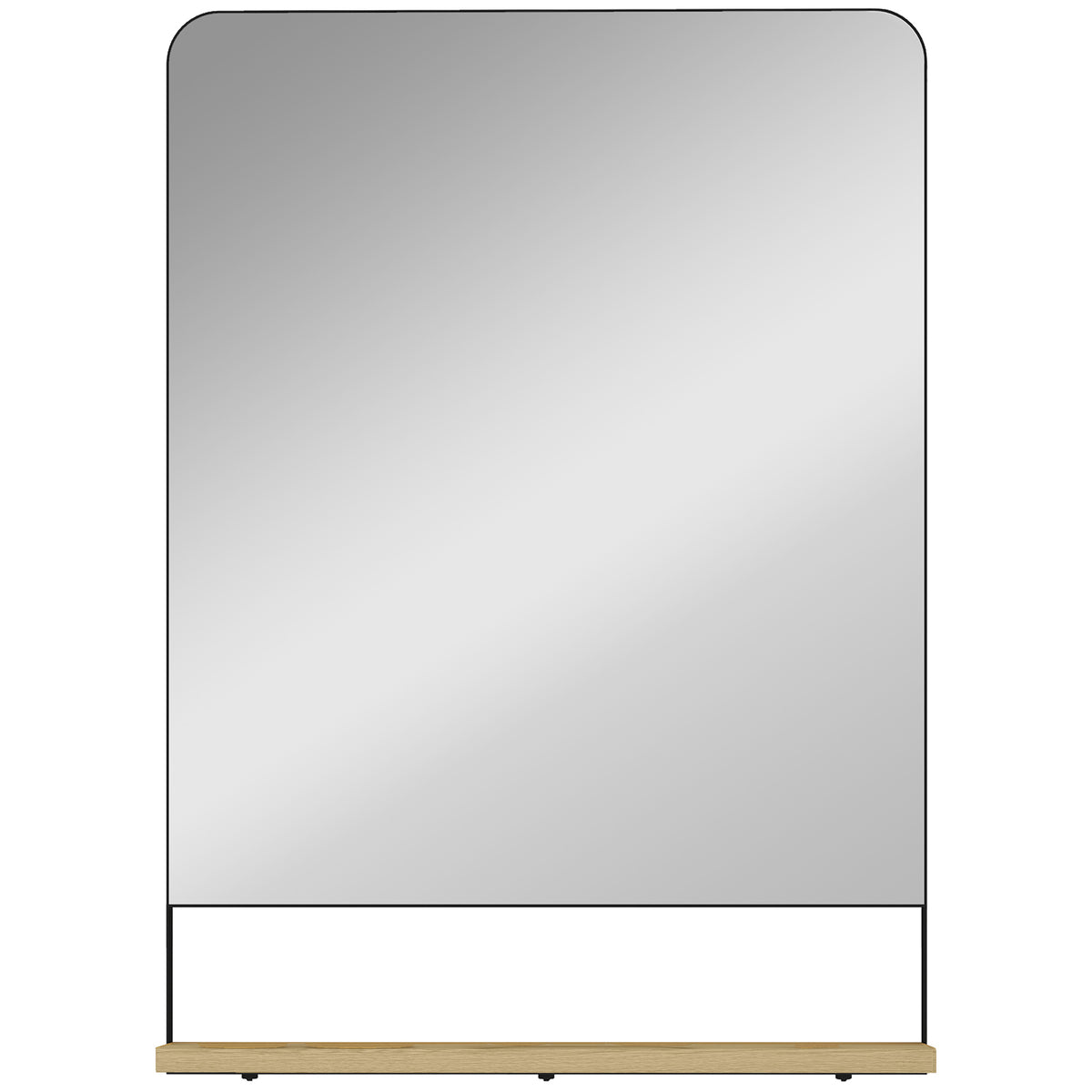 Photo of HOMCOM Wall Mirror with Wood Shelf - Black in Black colour on a white background