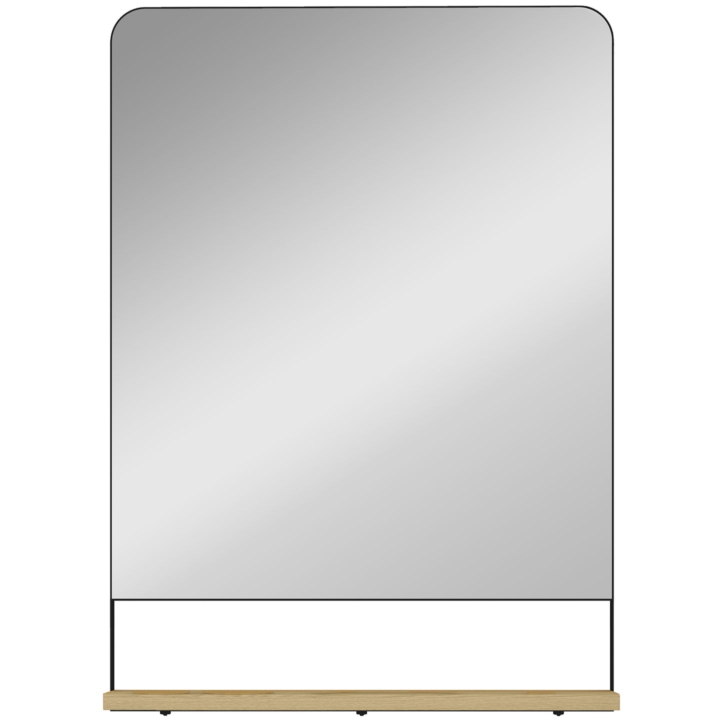 Photo of HOMCOM Wall Mirror with Wood Shelf - Black in Black colour on a white background