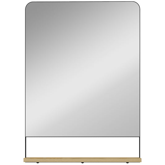 Photo of HOMCOM Wall Mirror with Wood Shelf - Black in Black colour on a white background