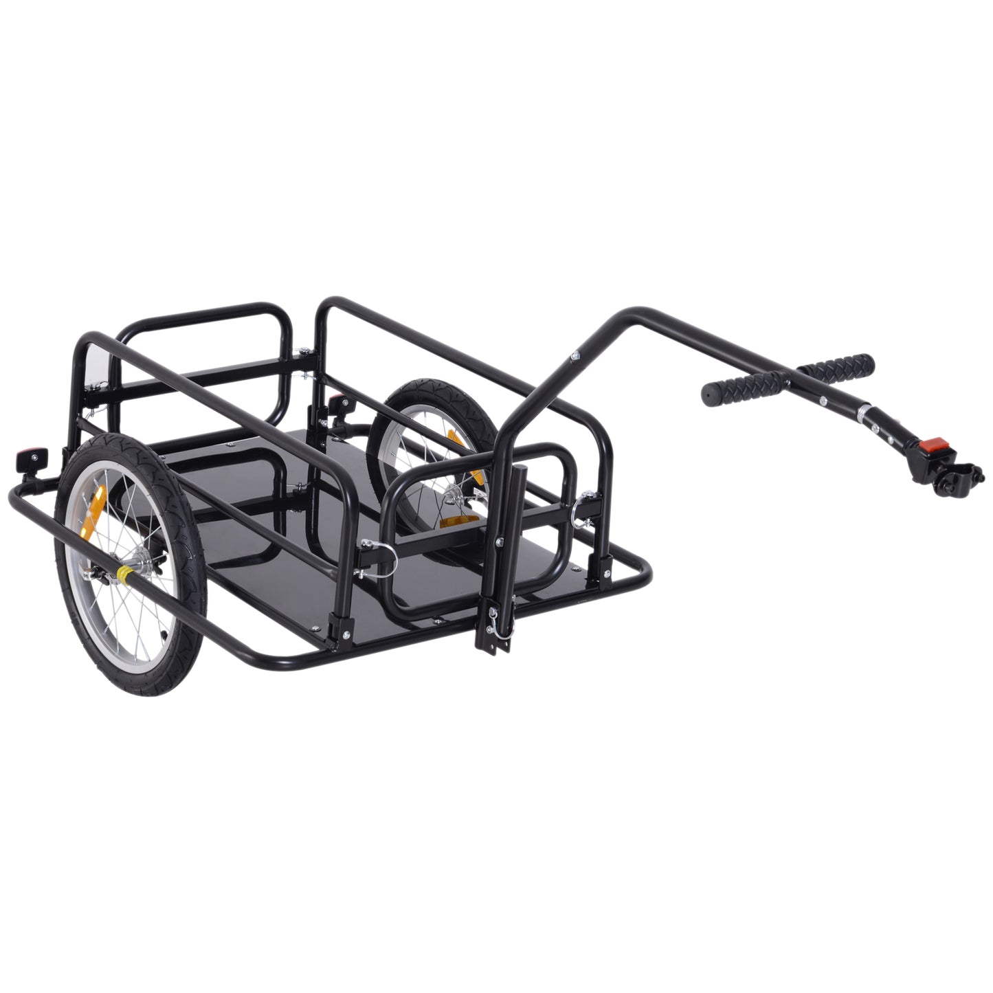 Photo of HOMCOM Bike Cargo Trailer Bicycle Trailer Cargo Storage Cart w/ Hitch Cycling Camping Luggage Storage Carrier Transport Steel Black in Black colour on a white background