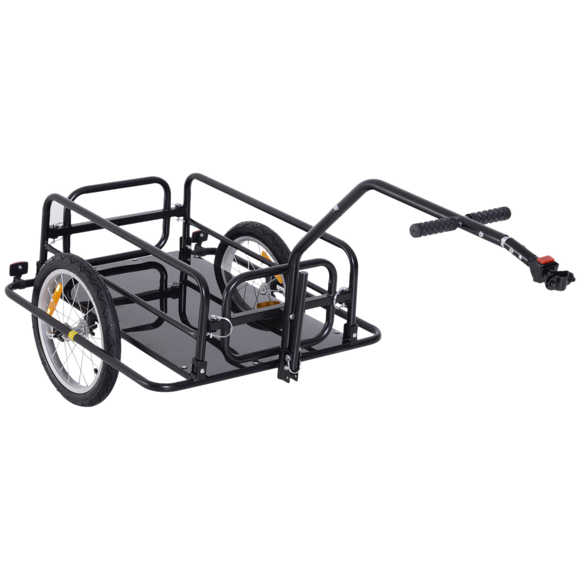 Photo of HOMCOM Bike Cargo Trailer Bicycle Trailer Cargo Storage Cart w/ Hitch Cycling Camping Luggage Storage Carrier Transport Steel Black in Black colour on a white background