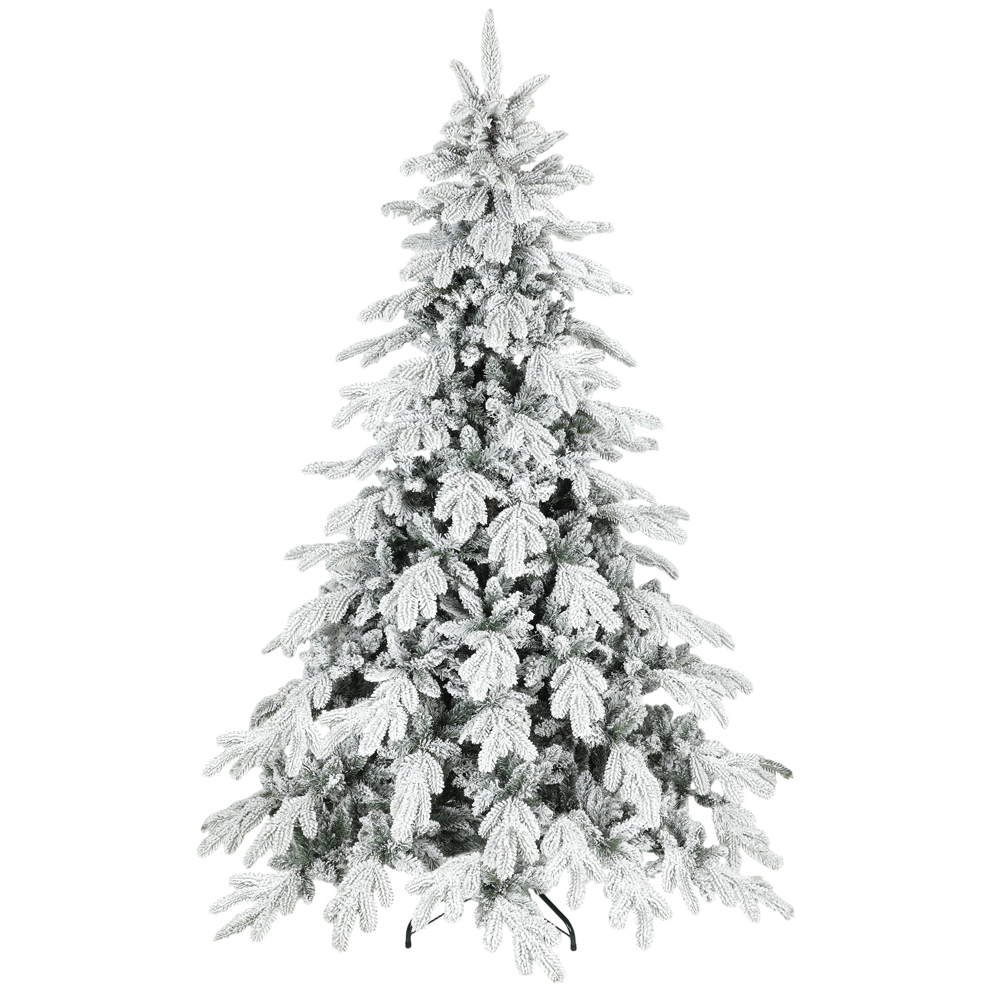Photo of HOMCOM 7ft Super Flocked Christmas Tree - Green/White in Green/White colour on a white background