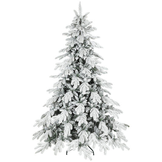 Photo of HOMCOM 7ft Super Flocked Christmas Tree - Green/White in Green/White colour on a white background