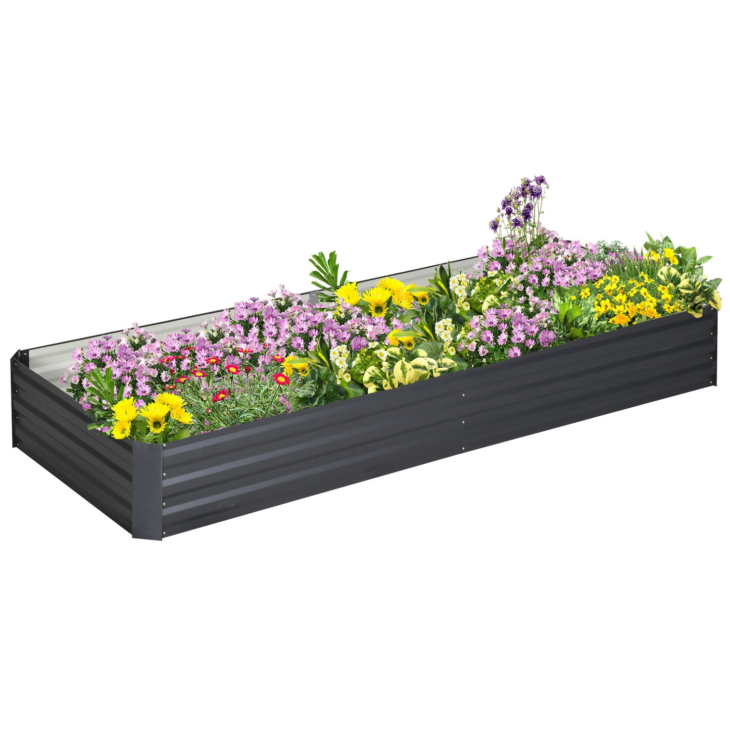Photo of Outsunny Metal Raised Garden Bed Planter Box Outdoor Planters for Growing Flowers, Herbs, Grey, 241x90.5x30cm in 241x90.5x30cm colour on a white background