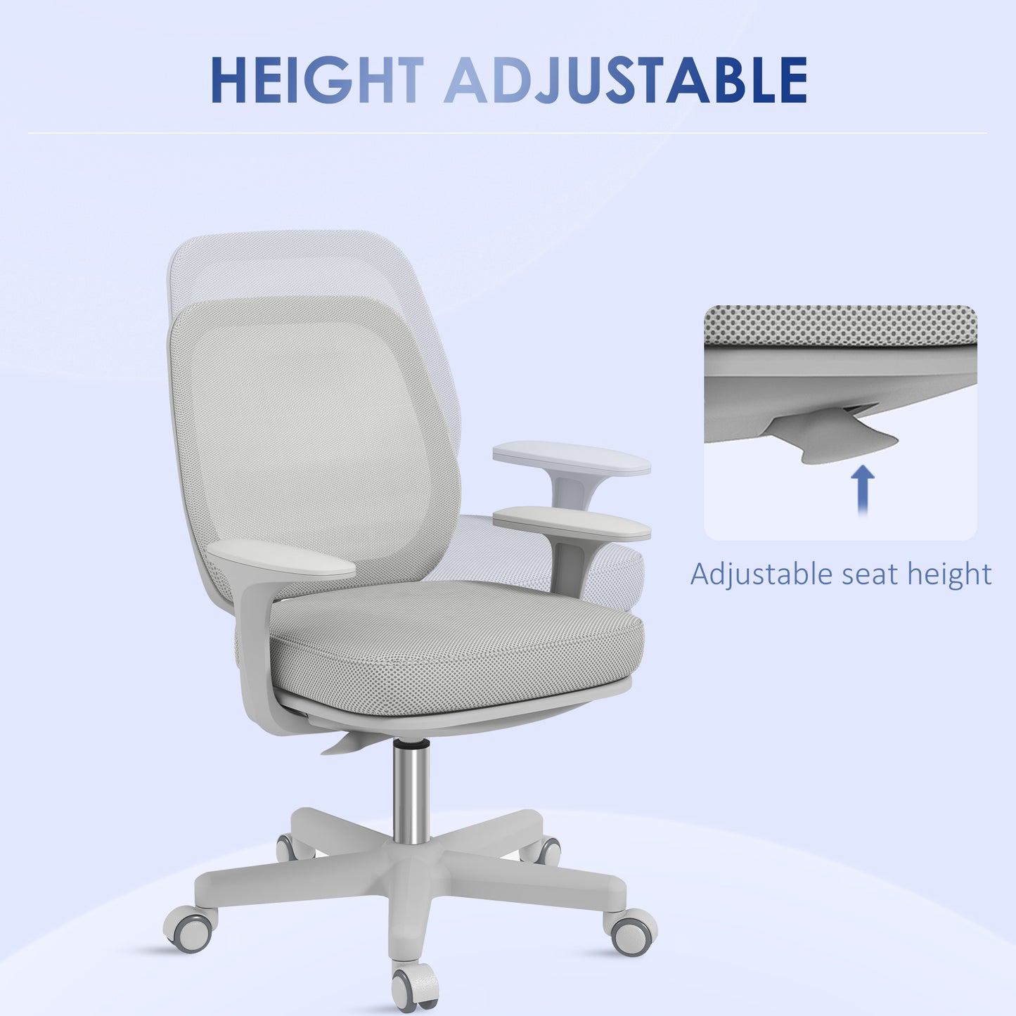 Vinsetto 44-56cm Mesh Back Office Chair - Grey