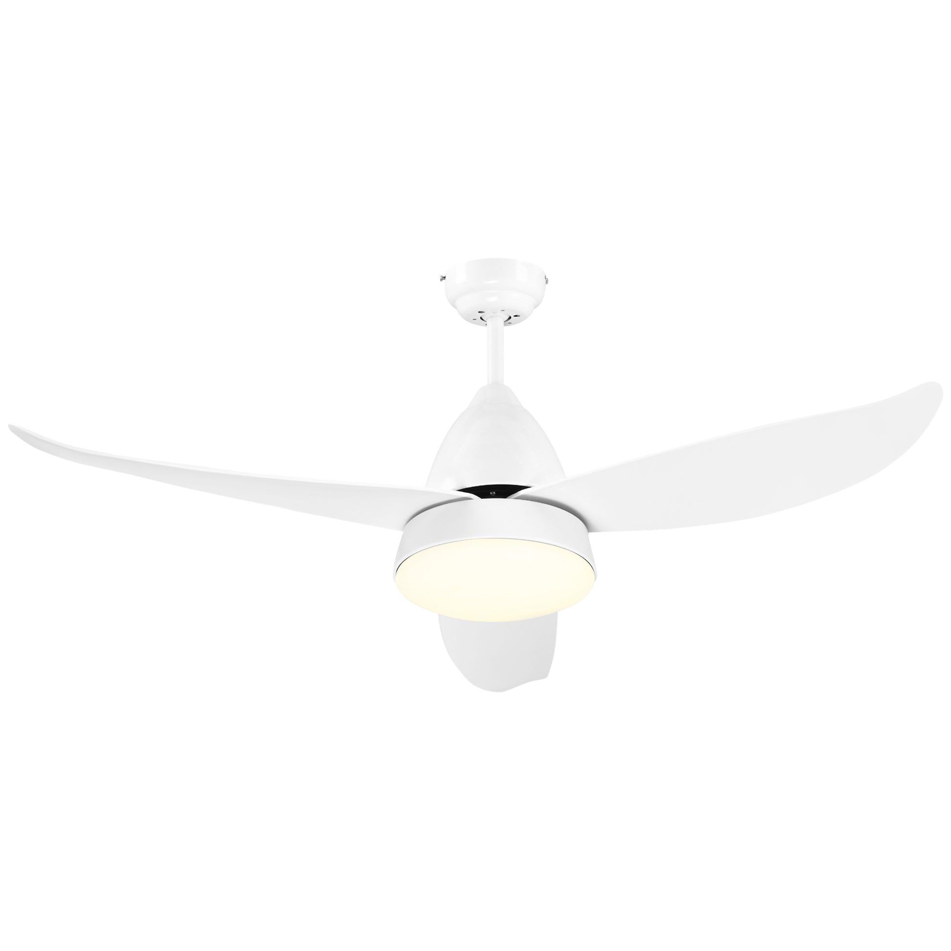 Photo of HOMCOM Modern Ceiling Fan with Light, 48-Inch White Small Fans for Bedroom Indoor, Reversible Flush Mount Low Profile Ceiling Light with Remote Control, 3 Blades, 6 Speeds, Timer in Timer colour on a white background