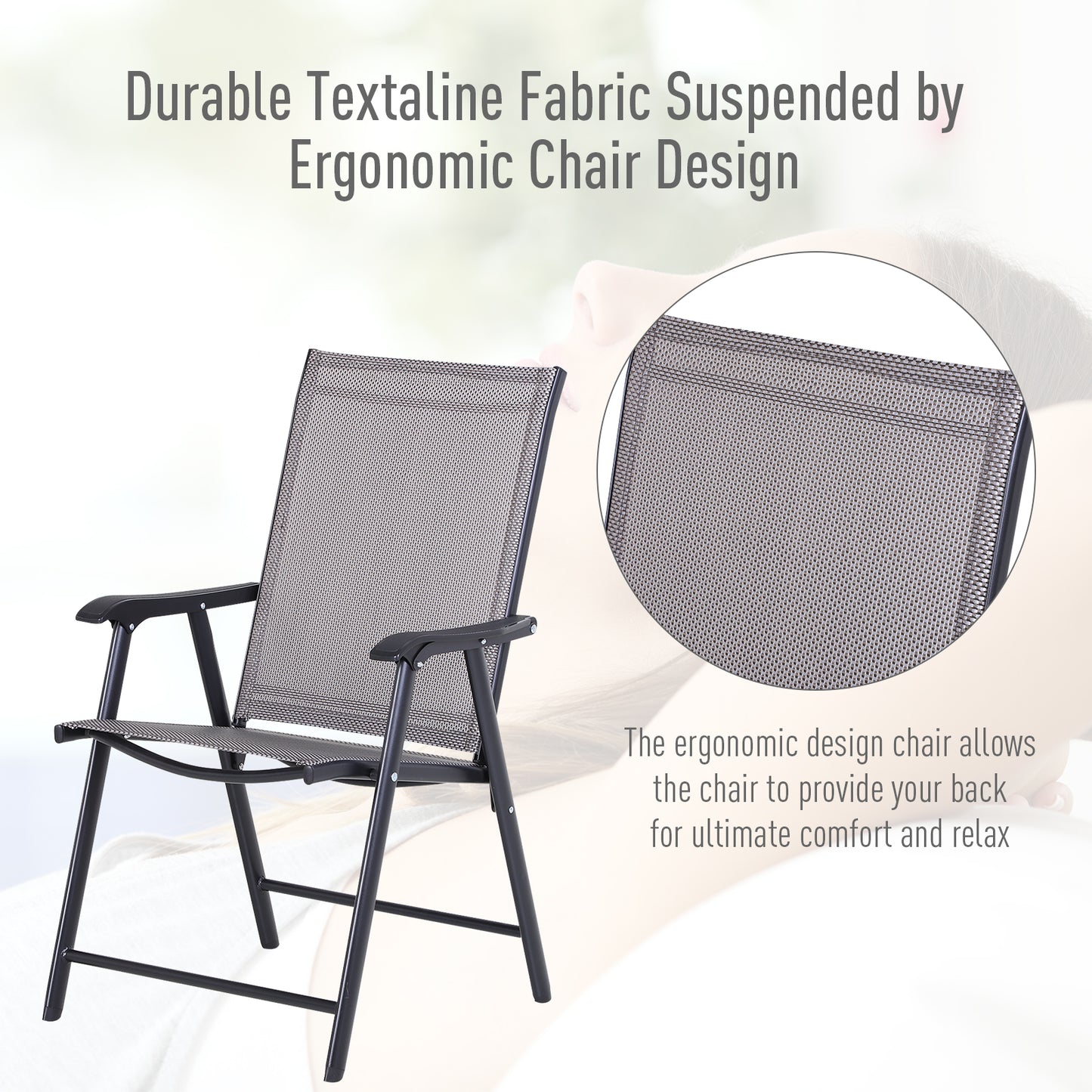 Outsunny Set of Four Folding Garden Chairs - Grey