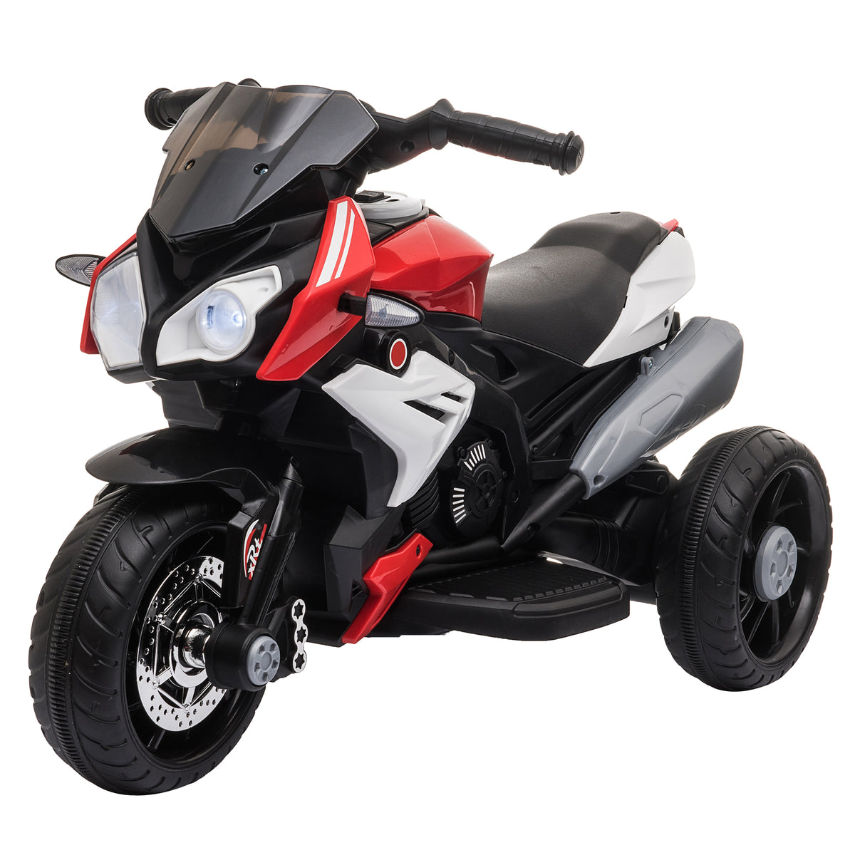 Photo of HOMCOM Kids Electric Motorcycle Ride-On Toy, with Three Wheels, Music, Horn, Lights, Red in Red colour on a white background