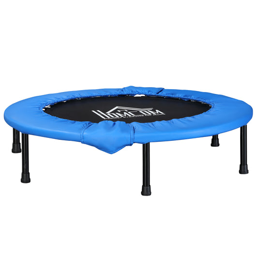 Photo of HOMCOM 38" Mini Fitness Trampoline Home Gym Yoga Exercise Rebounder Indoor Outdoor Jumper with Safety Pad, Support Up to 150 KG, Blue and Black in Black colour on a white background