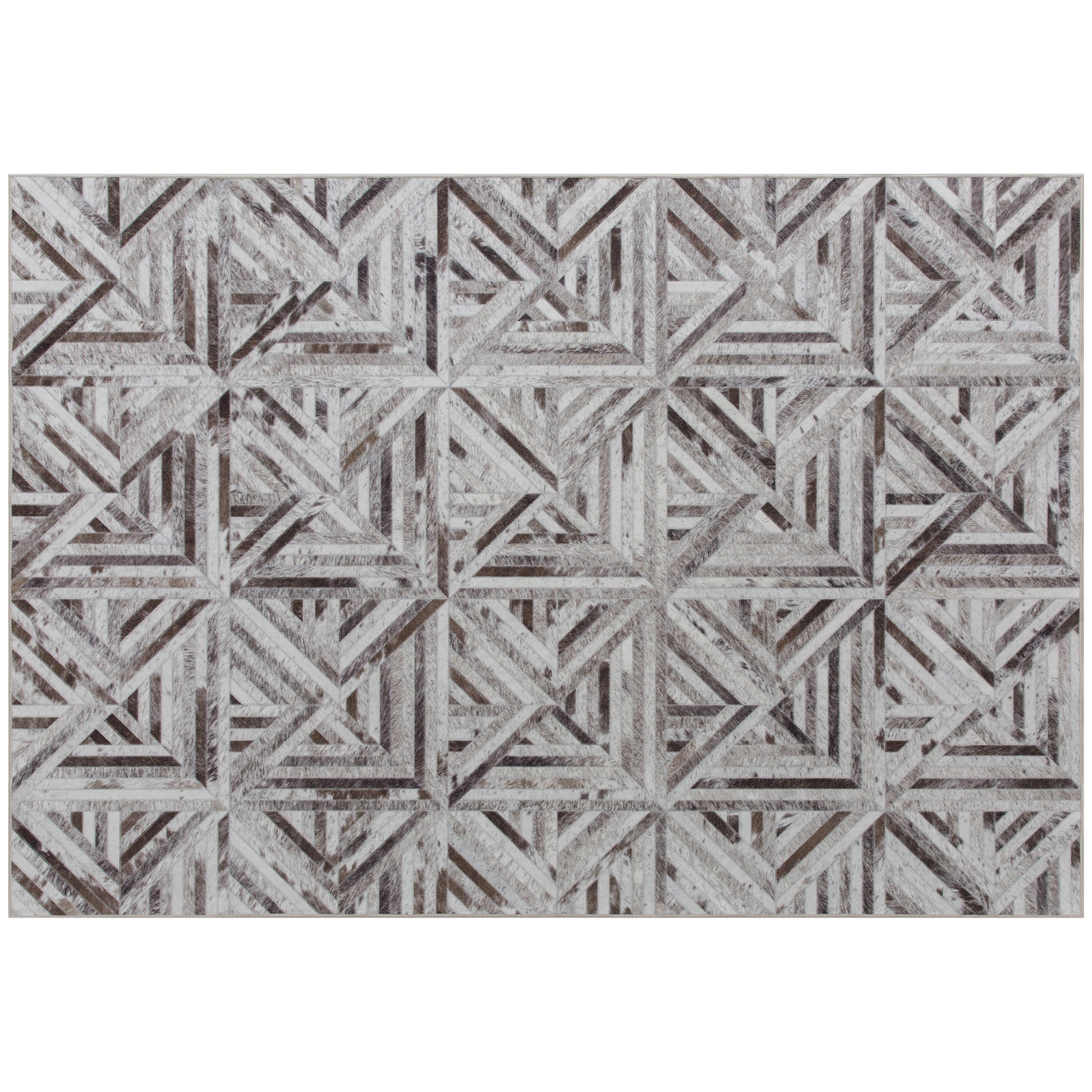 Photo of HOMCOM Modern Area Rug, Triangle Pattern Non-Slip Washable Rug, Chenille Floor Carpet for Living Room, Bedroom, Dining Room, Home Office, 290 x 200 cm, Brown in Brown colour on a white background