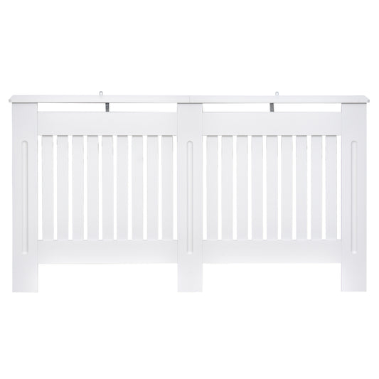 Photo of HOMCOM Slatted Radiator Cover Painted Cabinet MDF Lined Grill in White (152L x 19W x 81H cm) in cm) colour on a white background
