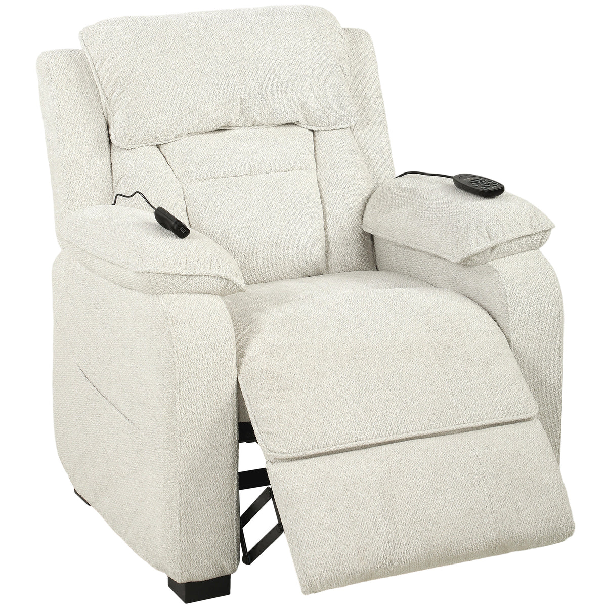 Photo of HOMCOM Power Recliner Armchair with Massage and Heat, Electric Reclining Chair with Wide Spring Seat, Cream White in White colour on a white background
