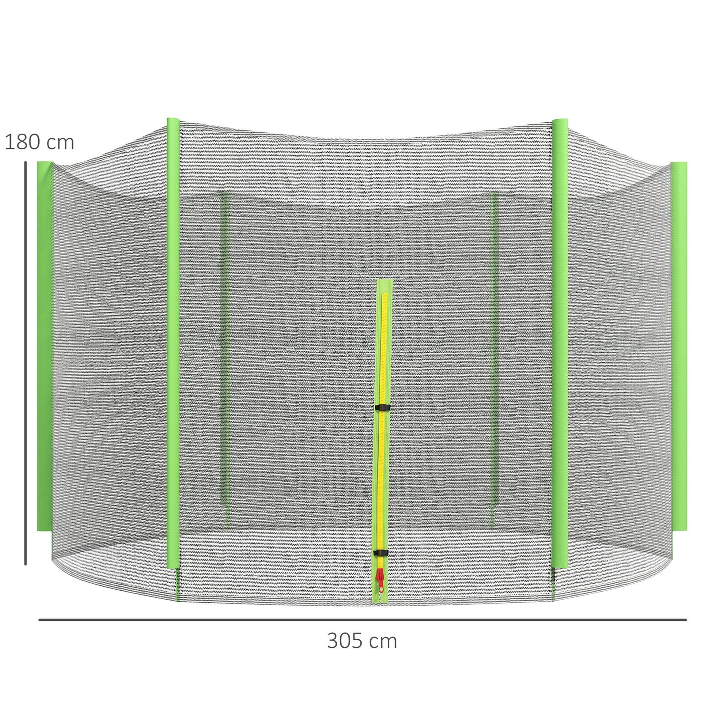 SPORTNOW 10ft Trampoline Net Replacement with 6 Plastic Pole Covers, Weather-Resistant Trampoline Netting Replacement with Zipped Entrance, Poles Not Included, Green