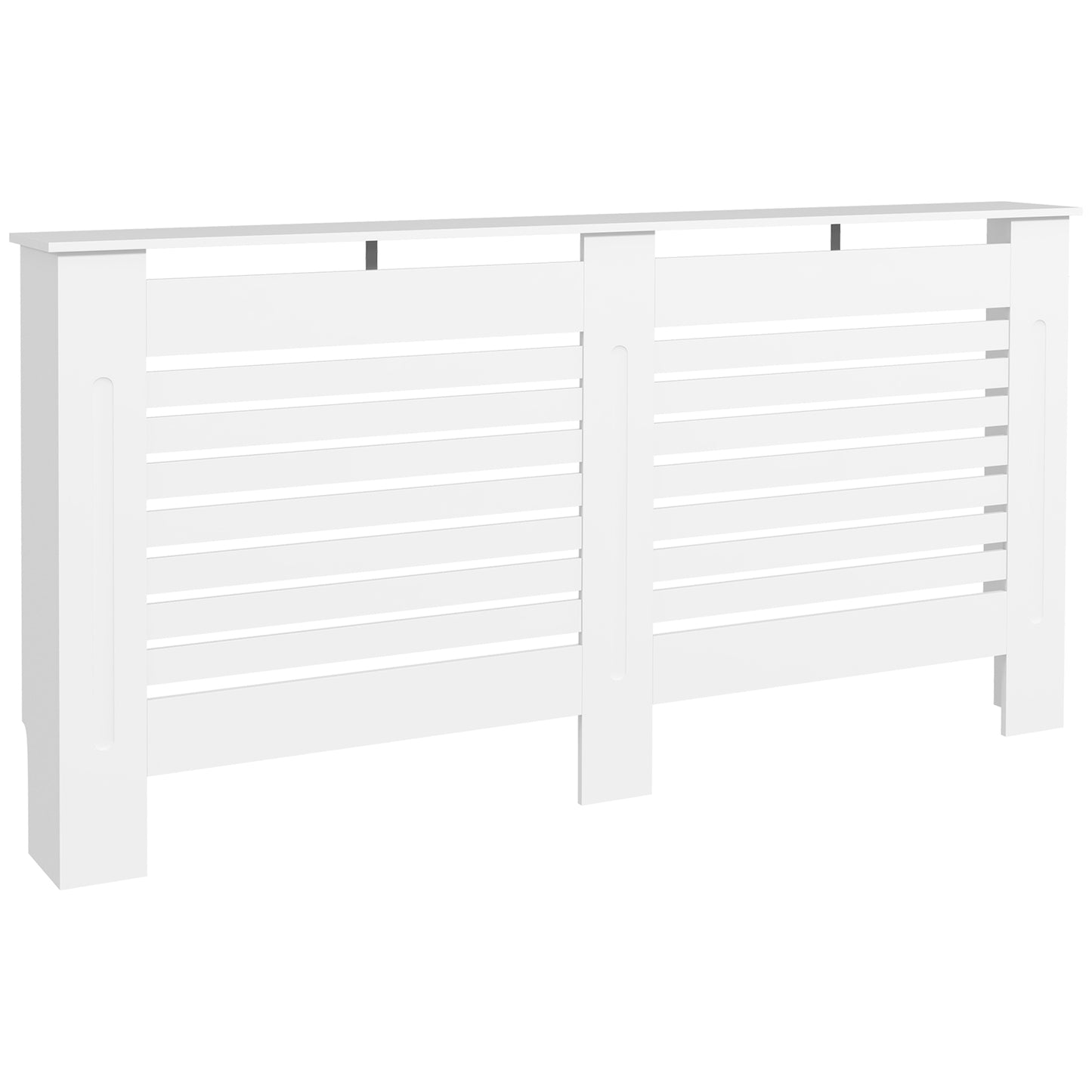 Photo of HOMCOM Radiator Cover, Modern MDF White Painted Cabinet with Horizontal Slats for Living Room, Bedroom, 152L x 19W x 81H cm in cm colour on a white background