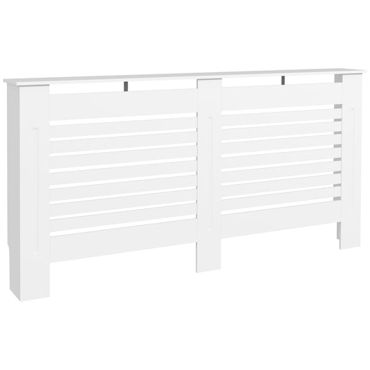 Photo of HOMCOM Radiator Cover, Modern MDF White Painted Cabinet with Horizontal Slats for Living Room, Bedroom, 152L x 19W x 81H cm in cm colour on a white background