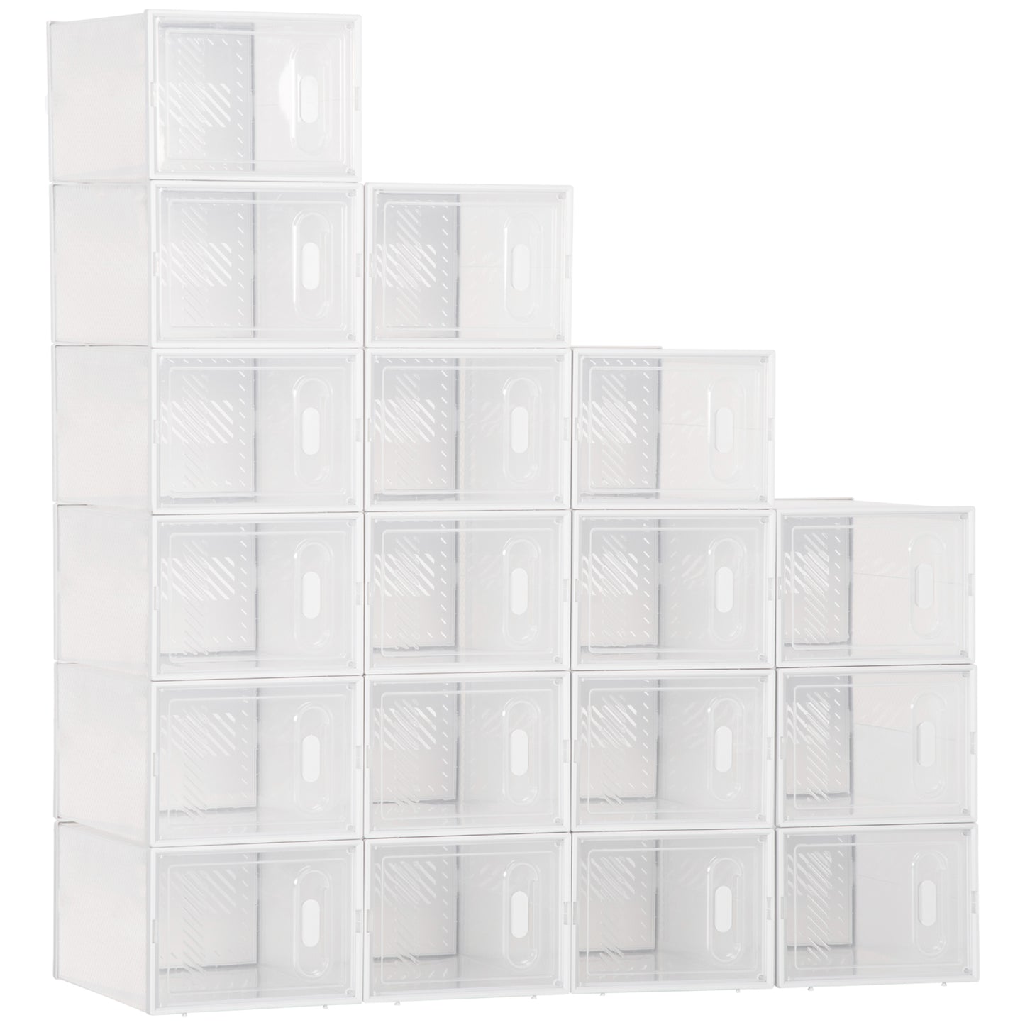Photo of HOMCOM 18PCS Clear Shoe Box, Plastic Stackable Shoe Storage Box for UK/EU Size up to 8.5/43 with Magnetic Door for Women/Men, 25 x 35 x 19cm in 19cm colour on a white background