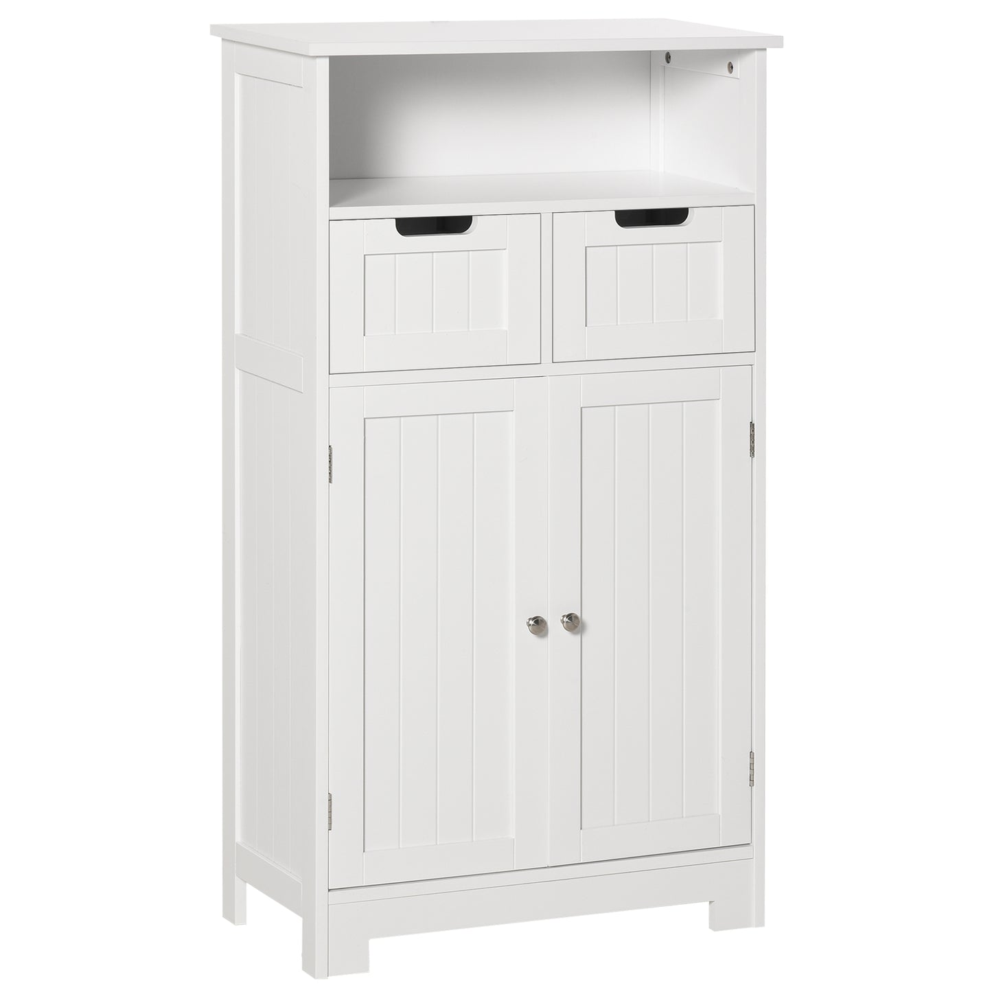 Photo of kleankin Bathroom Cabinet, Free Standing Bathroom Storage Cabinet with 2 Drawers and Adjustable Shelf, Small Bathroom Storage Unit, White in White colour on a white background