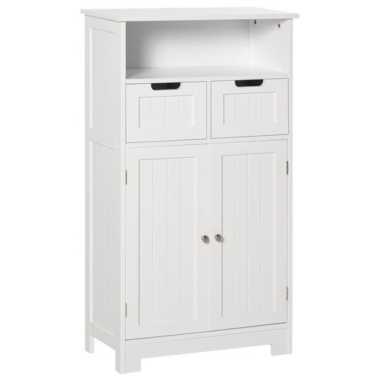 Photo of kleankin Bathroom Cabinet, Free Standing Bathroom Storage Cabinet with 2 Drawers and Adjustable Shelf, Small Bathroom Storage Unit, White in White colour on a white background