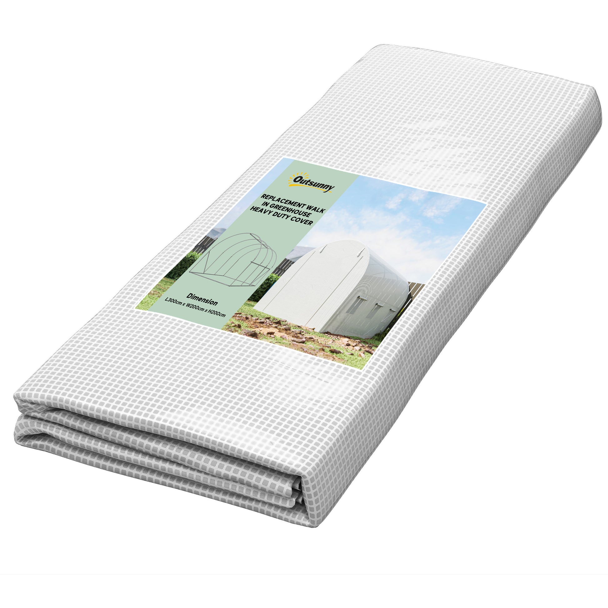Photo of Outsunny 3 x 2 x 2m Polytunnel Greenhouse Replacement Cover ONLY Winter Garden Plant PE Cover for Tunnel Walk-in Greenhouse with Roll-up Windows Door Outdoor, White in White colour on a white background