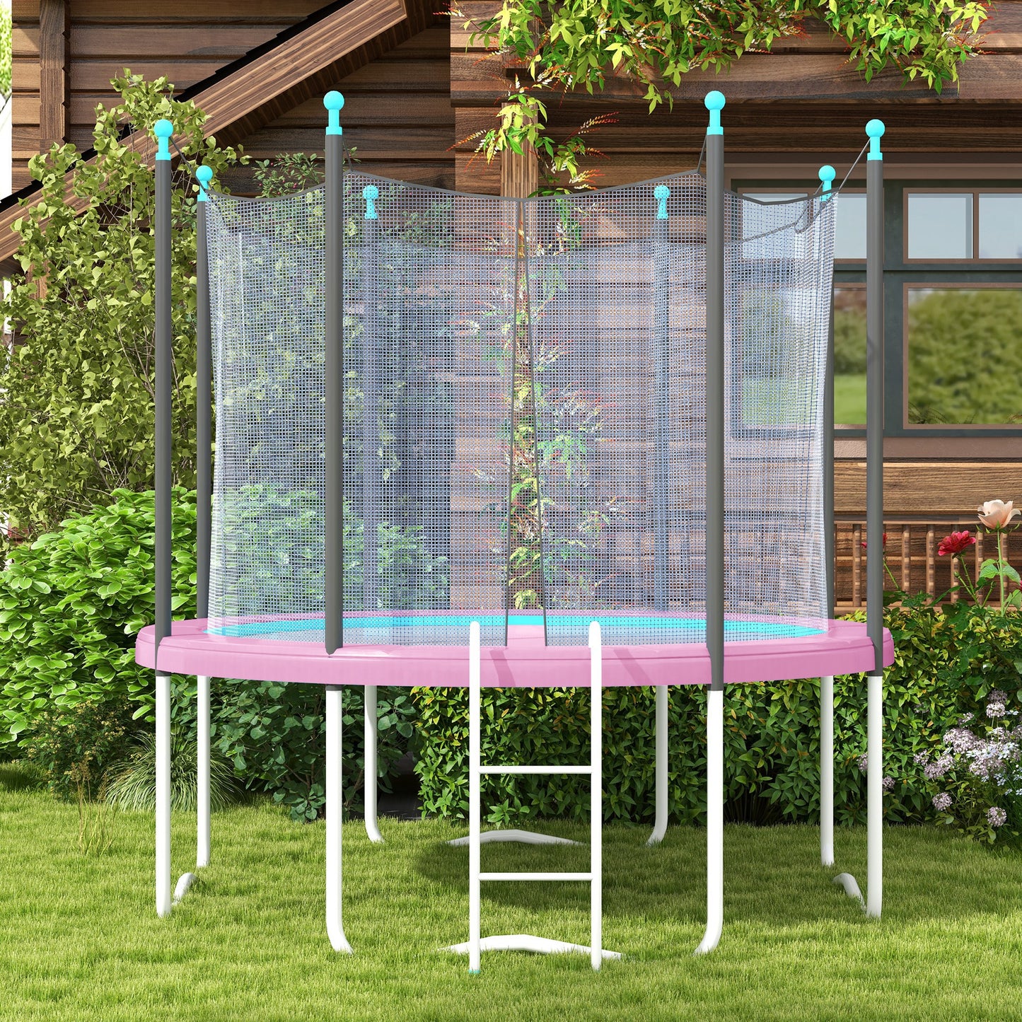SPORTNOW 12FT Trampoline Spring Cover, Plastic Trampoline Pad Replacement with Elastic Cord, Waterproof, UV Resistant and Tear-Resistant, Pink