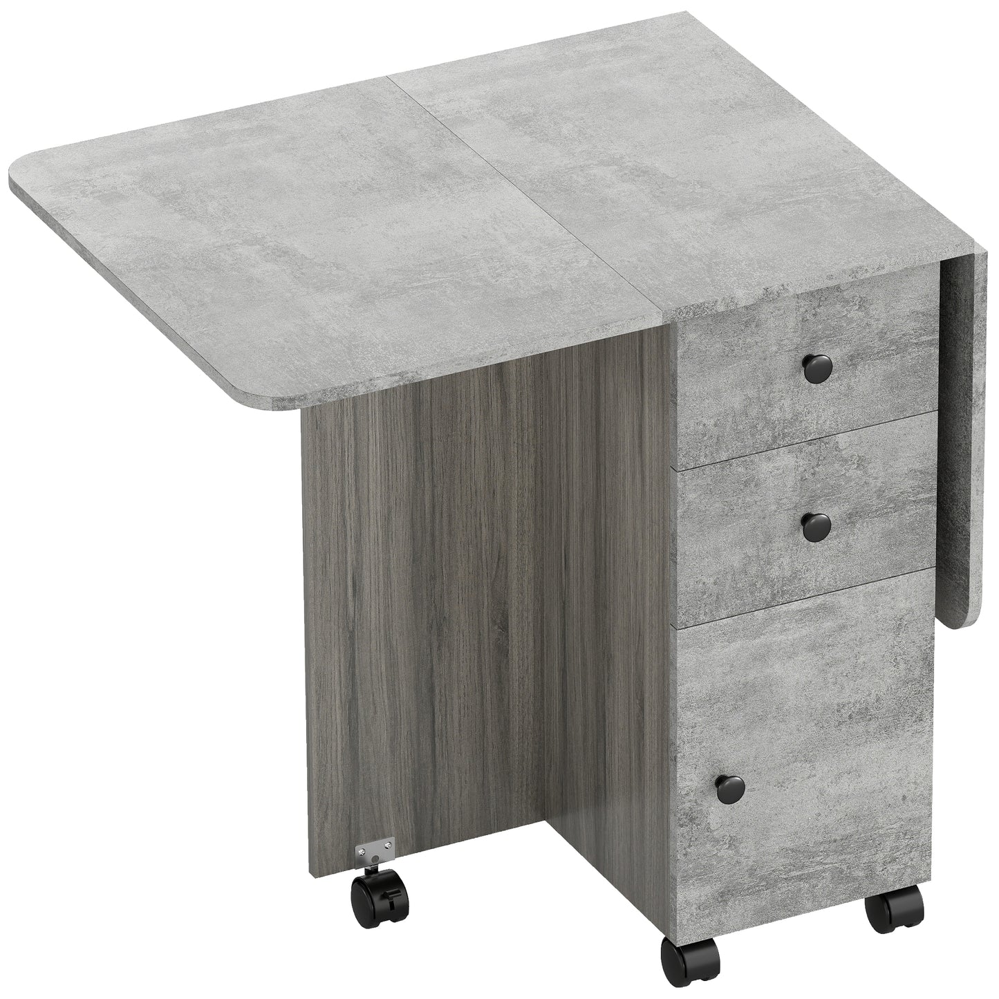 Photo of HOMCOM Multi-Storage Six-Person Drop Leaf Dining Table - Mixed Grey in Grey colour on a white background