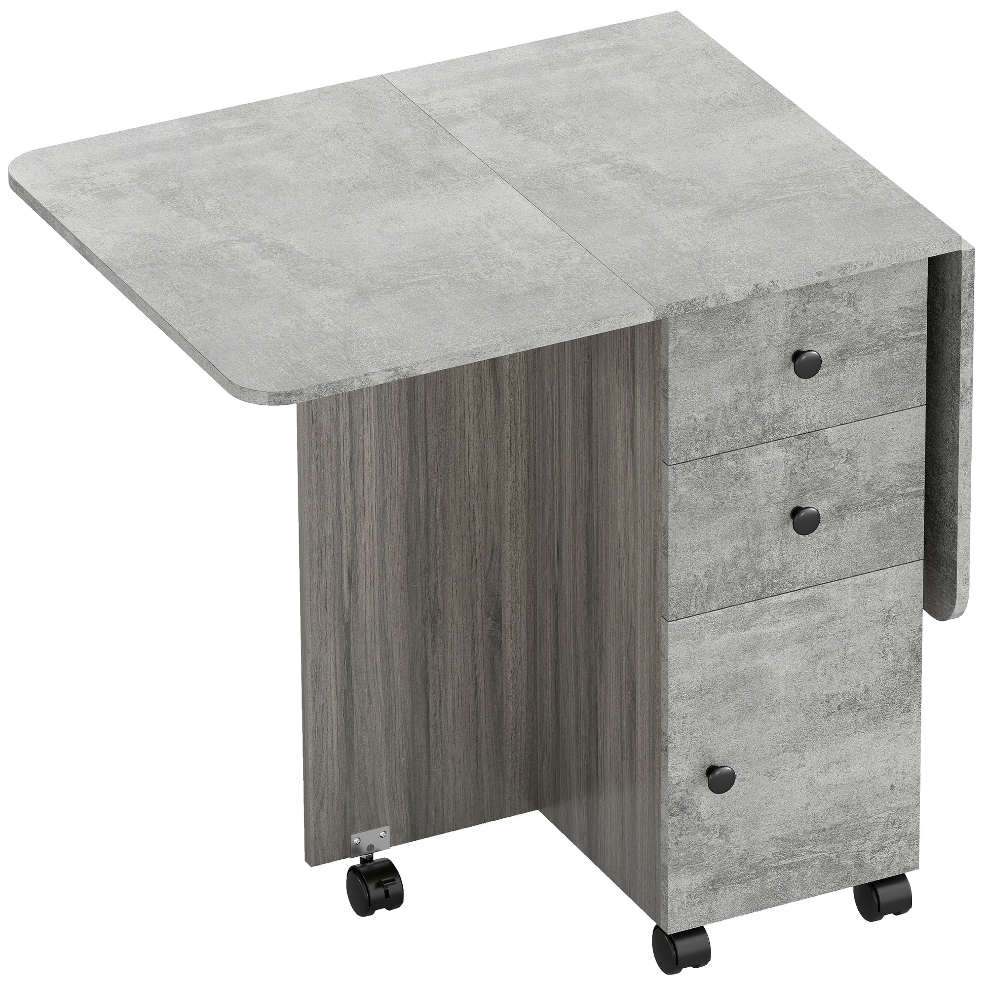 Photo of HOMCOM Multi-Storage Six-Person Drop Leaf Dining Table - Mixed Grey in Grey colour on a white background