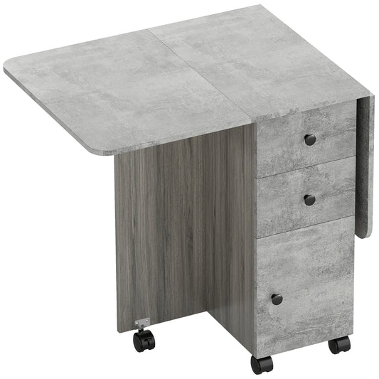 Photo of HOMCOM Multi-Storage Six-Person Drop Leaf Dining Table - Mixed Grey in Grey colour on a white background
