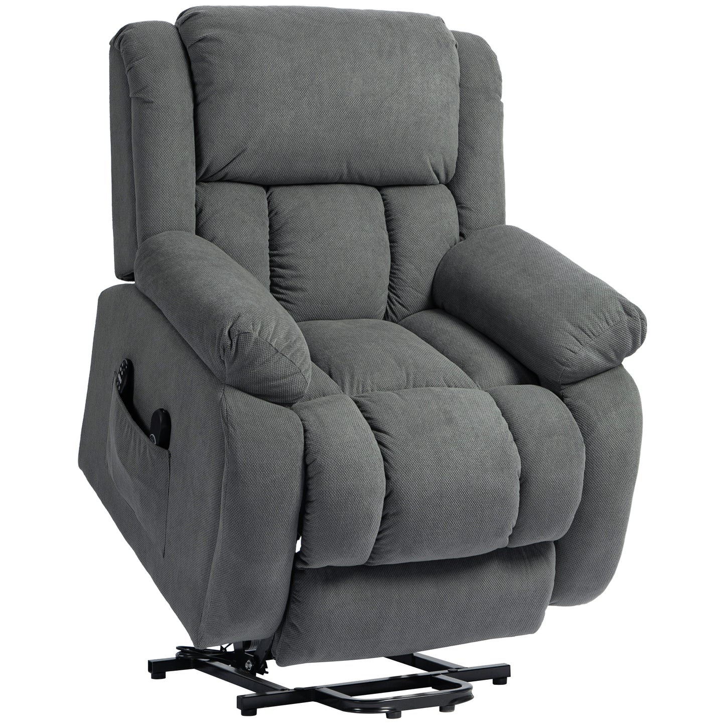 Photo of HOMCOM Recliner Armchair Lift Chair, Electric Recliner Chair with Vibration Massage and Heat, Wide Seat, USB Port, Grey in Grey colour on a white background