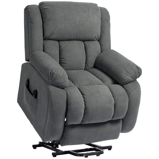 Photo of HOMCOM Recliner Armchair Lift Chair, Electric Recliner Chair with Vibration Massage and Heat, Wide Seat, USB Port, Grey in Grey colour on a white background
