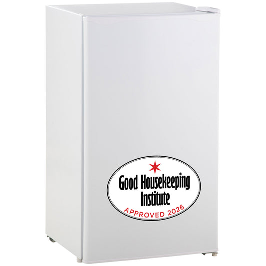 Photo of HOMCOM 91L Small Fridge with Chiller Box Under Counter Fridge with Reversible Door, Good Housekeeping Institute Approved, White in White colour on a white background