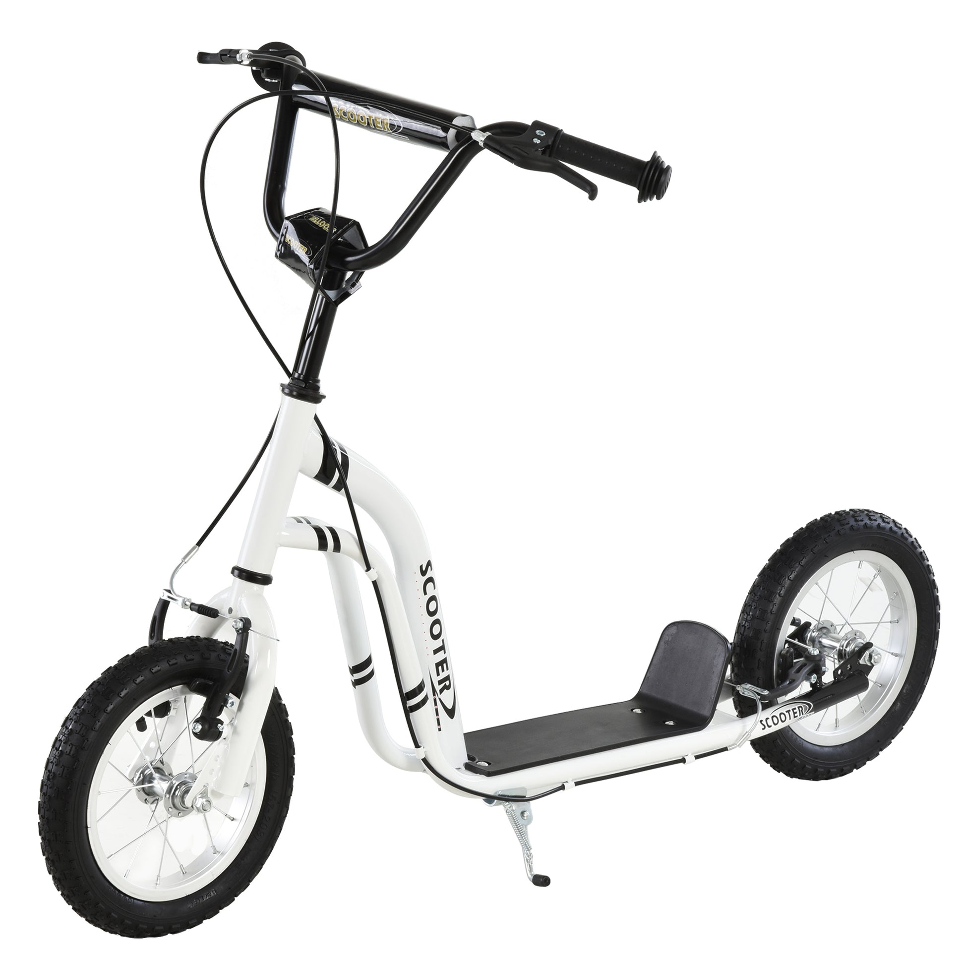 Photo of HOMCOM Dual Brakes 12" Metal frame Kick Scooter adjustable black in black colour on a white background