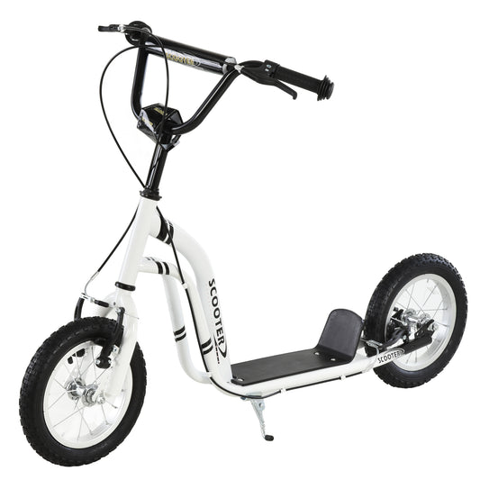 Photo of HOMCOM Dual Brakes 12" Metal frame Kick Scooter adjustable black in black colour on a white background