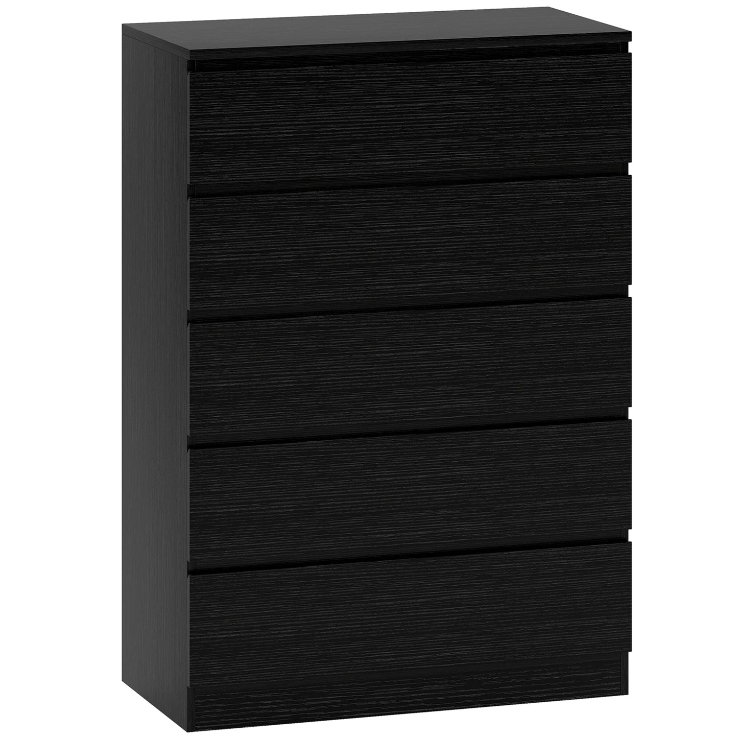 Photo of HOMCOM Chest of Drawers, 5 Drawer Dresser, Modern Storage Cabinet with 5 Drawers, for Bedroom, Living Room, Black in Black colour on a white background