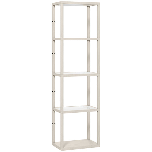 Photo of HOMCOM Four-Shelf Floor Lamp - Bleached Oak in Oak colour on a white background