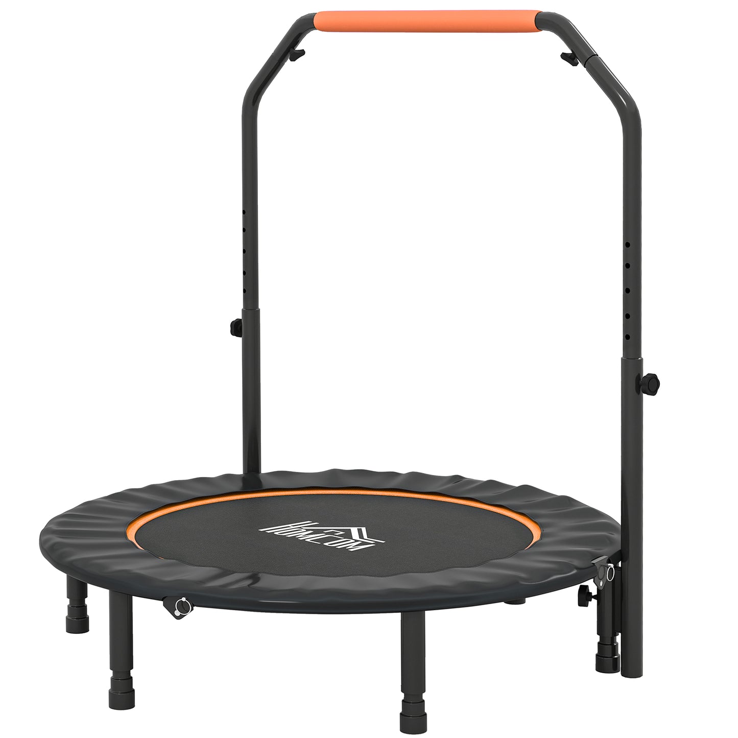 Photo of HOMCOM 45" Foldable Mini Fitness Trampoline, with Adjustable Foam Handle, Orange in Orange colour on a white background