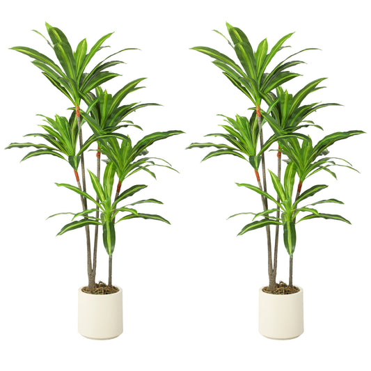 Photo of HOMCOM 150cm Lifelike Fake Tree, Artificial Dracaena Tree with Bendable Trunks, Green in Green colour on a white background