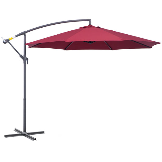 Photo of Outsunny 3m Water Resistant Terylene Hanging Parasol Wine Red in Red colour on a white background